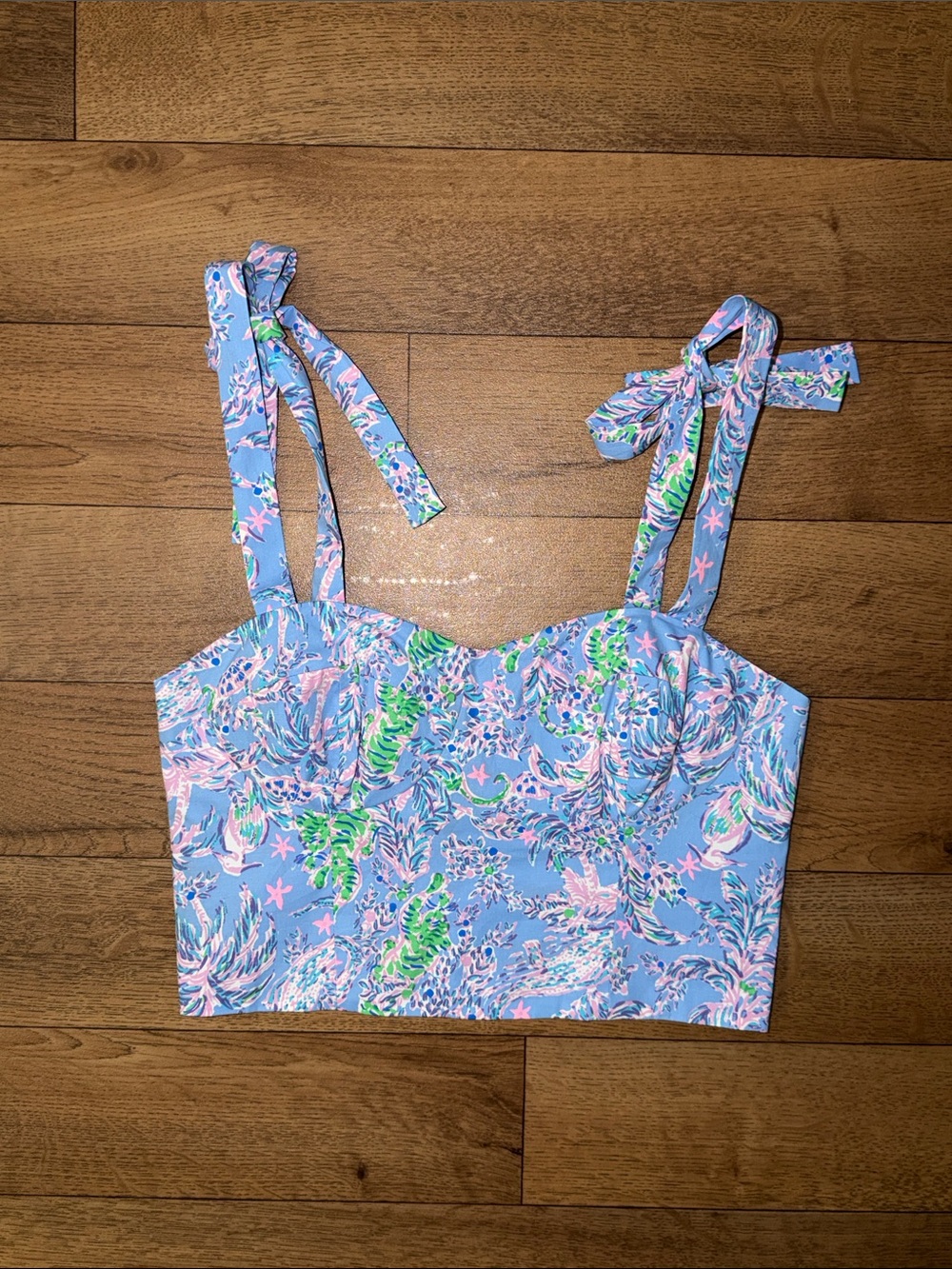 Lilly Pulitzer Size 8 Rosalie Crop Top In Blue Peri The Turtle Vibrant Tropical